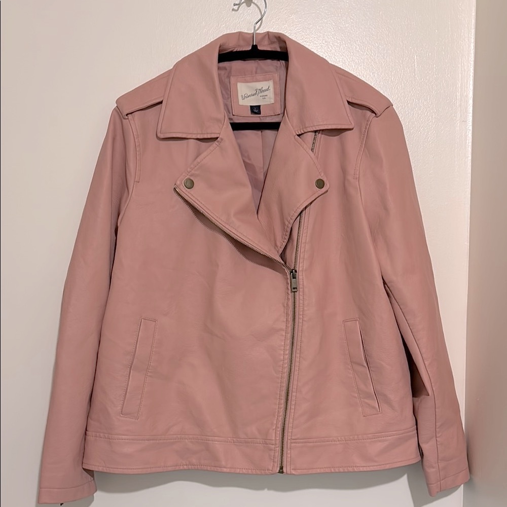 Universal Thread Pink Leather Moto Jacket Asymmetrical Zipper